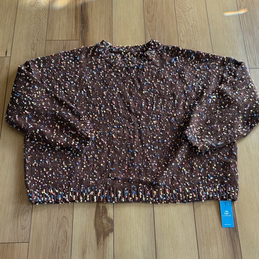 Cupshe Multicolor Speckled Brown Sweater